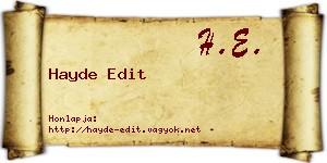 Hayde Edit névjegykártya